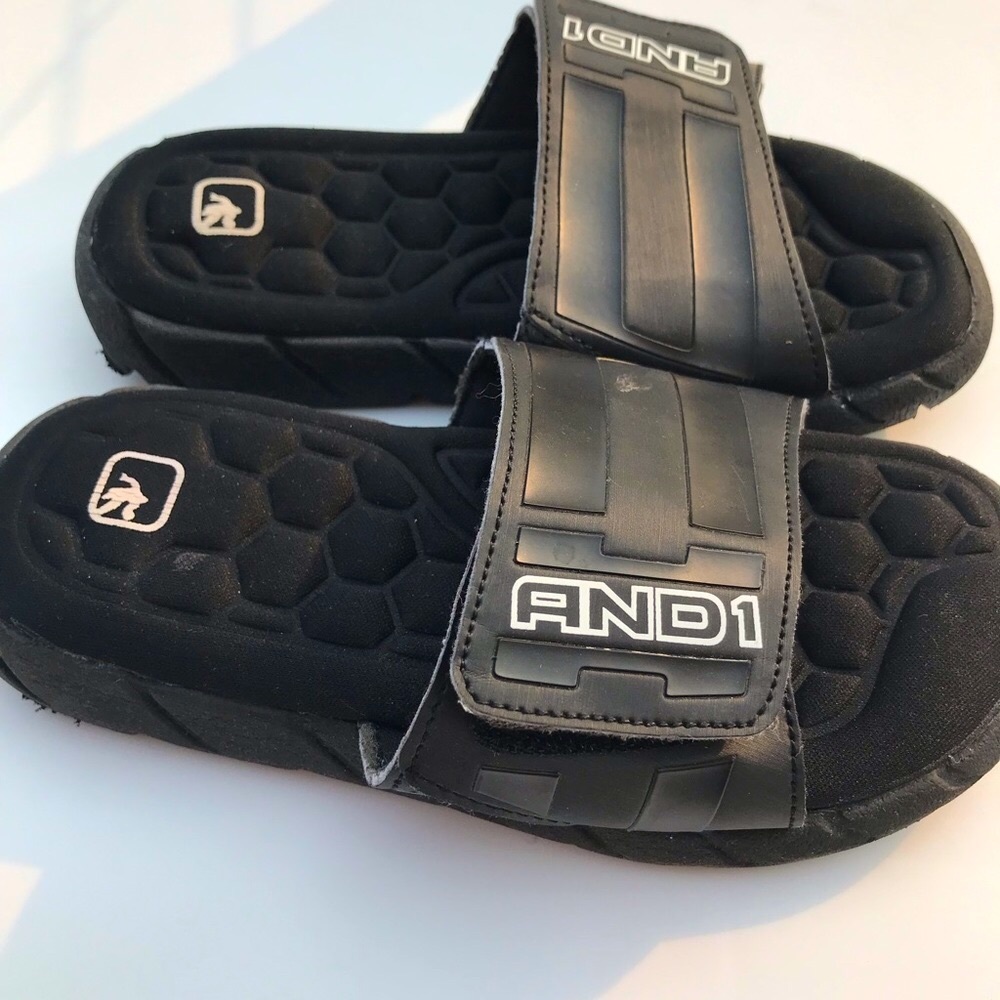 And1 boy’s 12 soft black foam padded pool beach summer athletic slide sandals